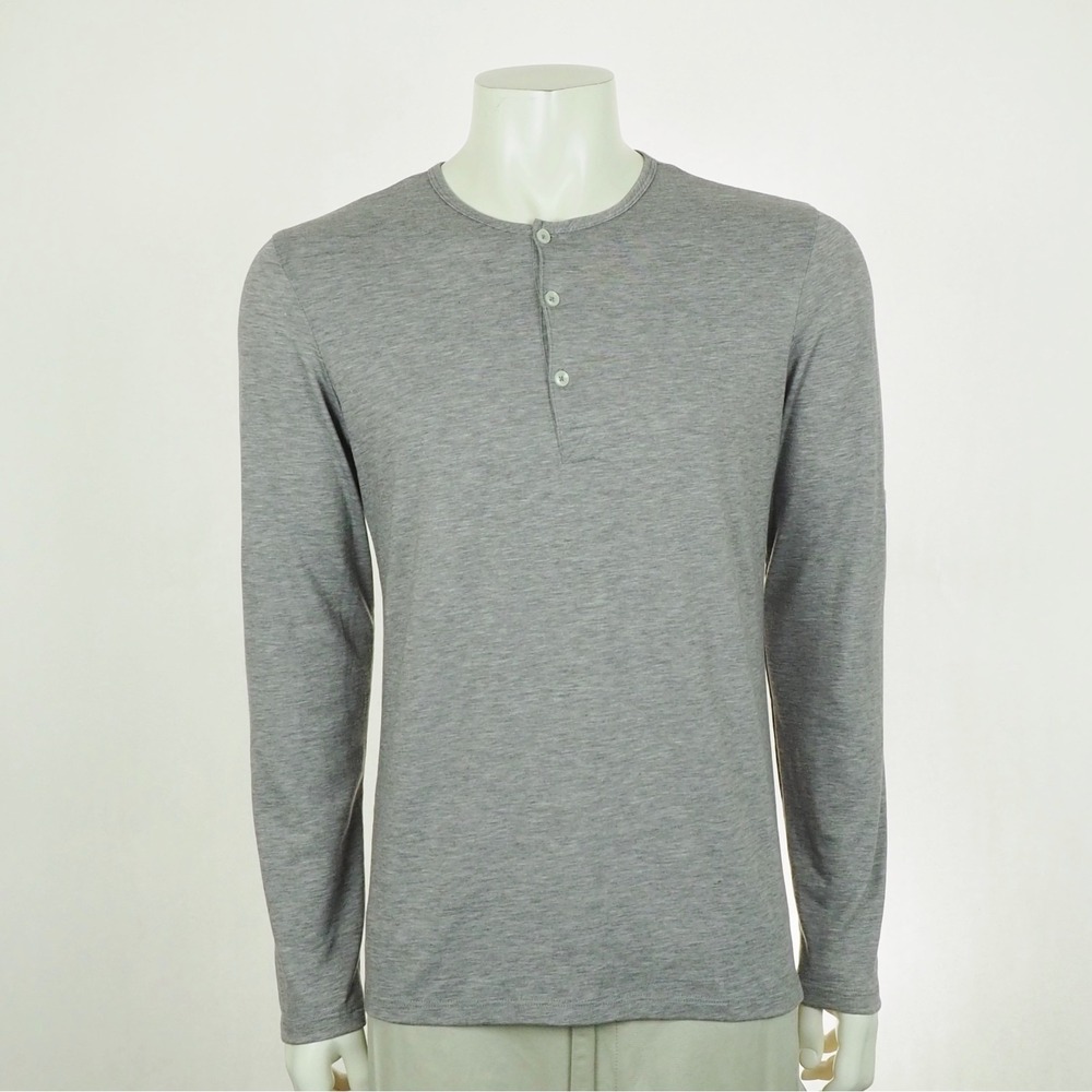 Mizzen+Main Henley Tee Shirt Mens Medium Heather Gray Pullover USA Made Crew
